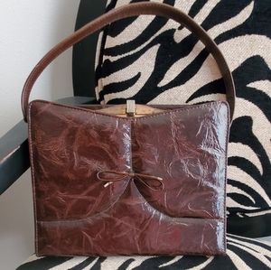 Vintage Naturalizer brown brass box purse handbag
